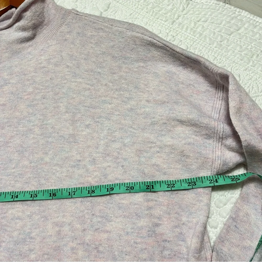 FRENCH CONNECTION Mock Neck Wool Sweater Heathered Pink Open Side Size Medium
